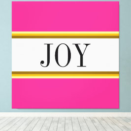 JOY Feestelijke Heldere Roze Witte Kerststrepen Canvas Afdruk