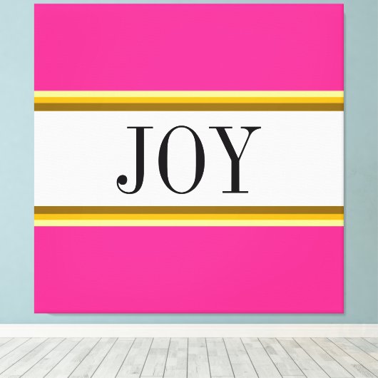 JOY Feestelijke Heldere Roze Witte Kerststrepen Canvas Afdruk (Insitu (Houten vloer))