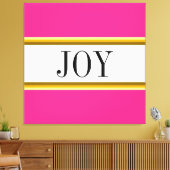JOY Feestelijke Heldere Roze Witte Kerststrepen Canvas Afdruk (Insitu (Woonkamer))