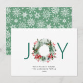 JOY Feestelijke hulstbes krans Kerstgroet Feestdagenkaart (Voorkant / Achterkant)