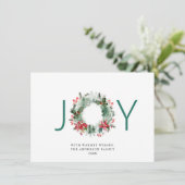 JOY Feestelijke hulstbeskrans Kerstgroet Feestdagenkaart (Staand voorkant)