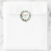 Joy - Feestelijke Kerstkrans Familienaam Ronde Sticker (Tas)