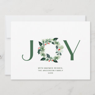 JOY Festieve Hulst Bes Kranz Kerst Groet Feestdagenkaart