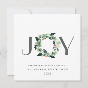 JOY Festieve Hulst Bes Kranz Kerst Groet  Feestdagenkaart