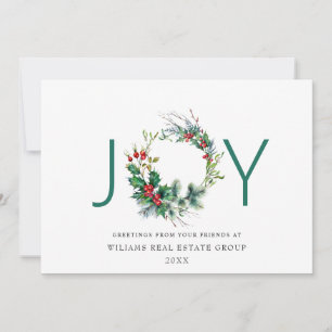 JOY Festieve Hulst Bes Kranz Kerst Groet Feestdagenkaart
