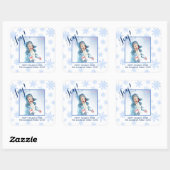 Joy! Festive Blue Snowflakes Prettige feestdagen F Vierkante Sticker (Vel)