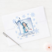 Joy! Festive Blue Snowflakes Prettige feestdagen F Vierkante Sticker (Envelop)