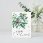 JOY Festive Holly Berry-kerstgroet Feestdagenkaart (Staand voorkant)