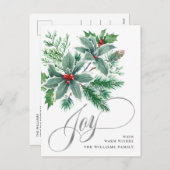 JOY Festive Holly Berry-kerstgroet Feestdagenkaart (Voorkant / Achterkant)