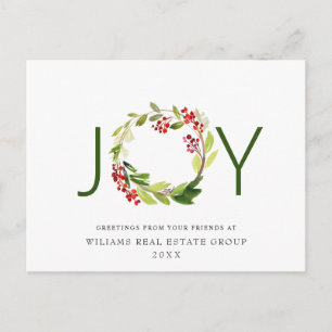 Joy Festive Holly Berry kerstgroet Holiday Briefkaart