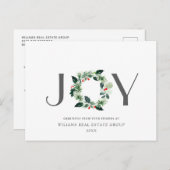 Joy Festive Holly Berry kerstgroet Holiday Briefkaart (Voorkant / Achterkant)