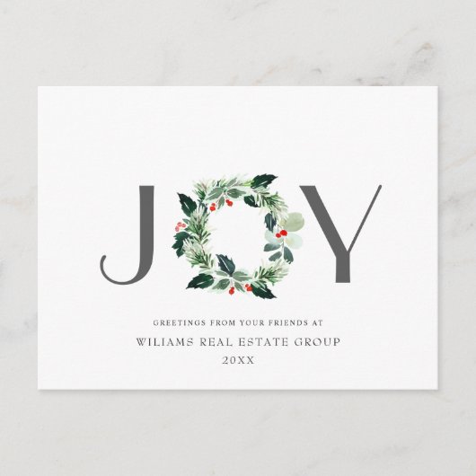 Joy Festive Holly Berry kerstgroet Holiday Briefkaart (Voorkant)