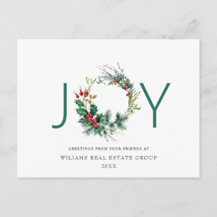 Joy Festive Holly Berry kerstgroet Holiday Briefkaart