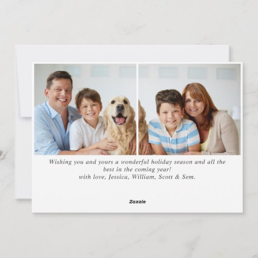 JOY Festive Holly Berry Wreate Kerstmis 2 Foto Feestdagenkaart (Achterkant)