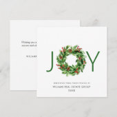 JOY Festive Holly Berry Wreath kerstgroet Feestdagenkaart (Voorkant / Achterkant)