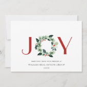 JOY Festive Holly Berry Wreath kerstgroet Feestdagenkaart (Voorkant)