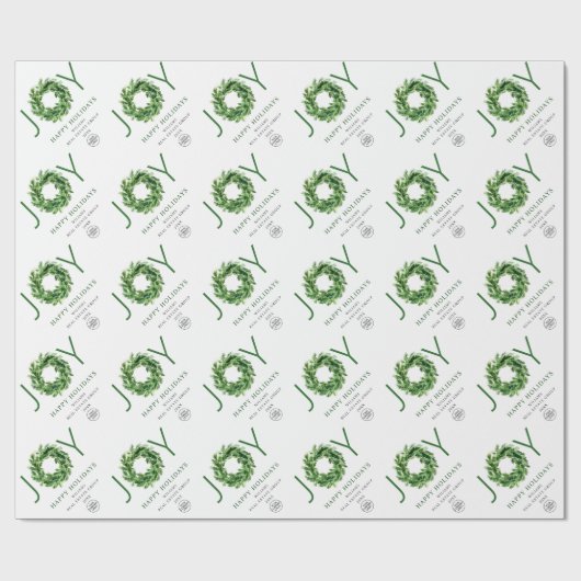 Joy Festive Pine Branch Wreate Holiday Kerstmis Cadeaupapier (Vlak)