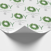 Joy Festive Pine Branch Wreate Holiday Kerstmis Cadeaupapier (Hoek)