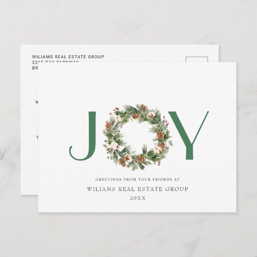 JOY Festive Pine Cones kerstcadeaudag Briefkaart (Voorkant / Achterkant)