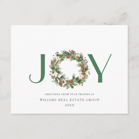 JOY Festive Pine Cones kerstcadeaudag Briefkaart (Voorkant)