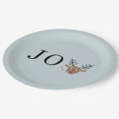 Joy Festive Reindeer Kerstparty Dusty Blue Papieren Bordje (Gekanteld)