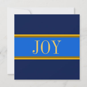 JOY Festive Royal Navy Blauw Goud Geel Strepen Feestdagenkaart
