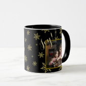 Joy! Festive Snowflakes Foto Lijst Black & Gold Mok (Voorkant rechts)