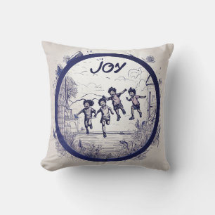 Joy Films Embleem Logo – Inkt Kunst Ronde Frame me Kussen