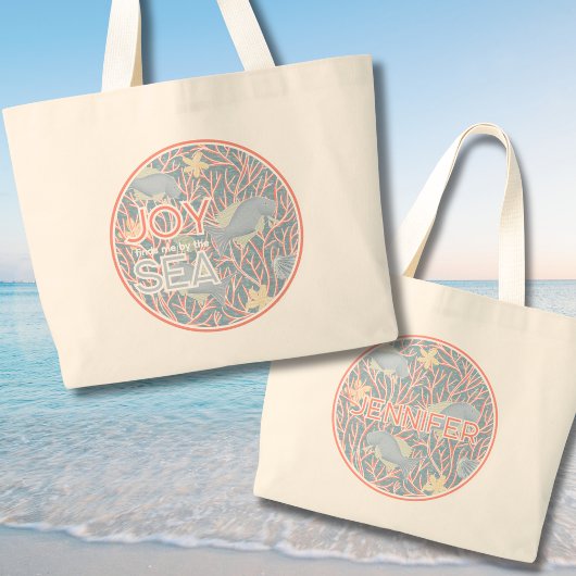 Joy Finds Me By The Sea – Boho Beach Grote Tote Bag