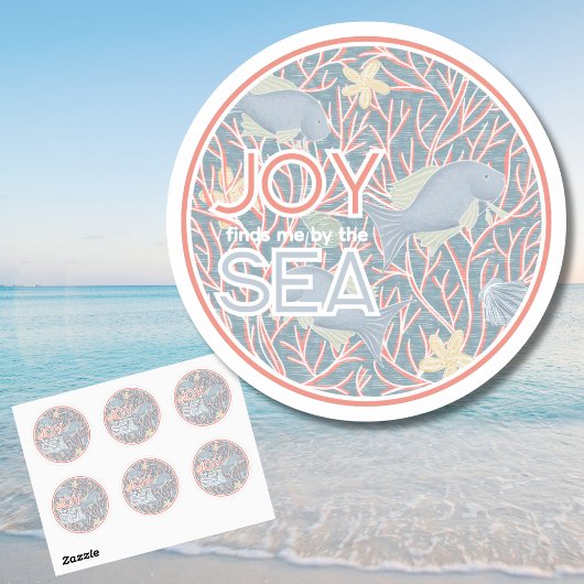 Joy Finds Me By The Sea – Boho Beach  Ronde Sticker