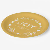 Joy Floral Christmas Wreath Family Custom Name Papieren Bordje (Gekanteld)