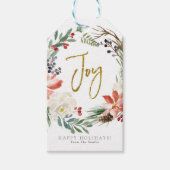 Joy Floral waterverf met kerstmis Cadeaulabel (Voorkant)