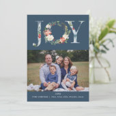 Joy Floral Wreate-kerstfotokaart Feestdagenkaart (Staand voorkant)