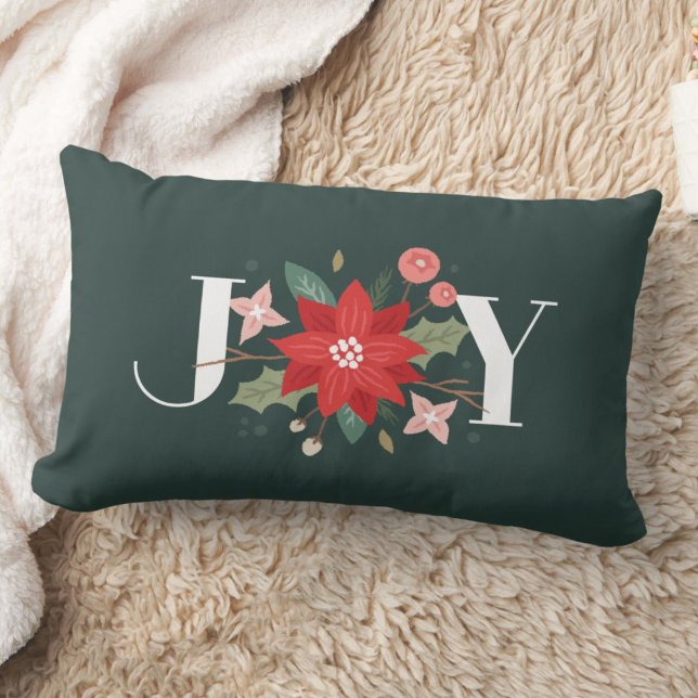 Joy Flourish Floral Holiday Lumbar Pillow - Green Kussen (Creator heeft geüpload)