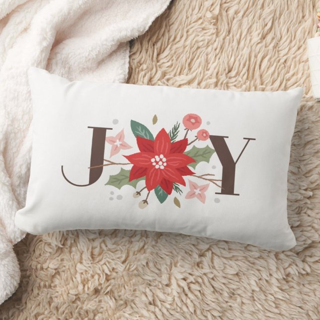 Joy Flourish Floral Holiday Lumbar Pillow - White Kussen (Creator heeft geüpload)