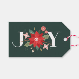 Joy Flourish Gift Label - Pine Cadeaulabel