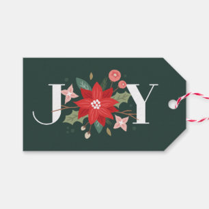 Joy Flourish Gift Label - Pine Cadeaulabel
