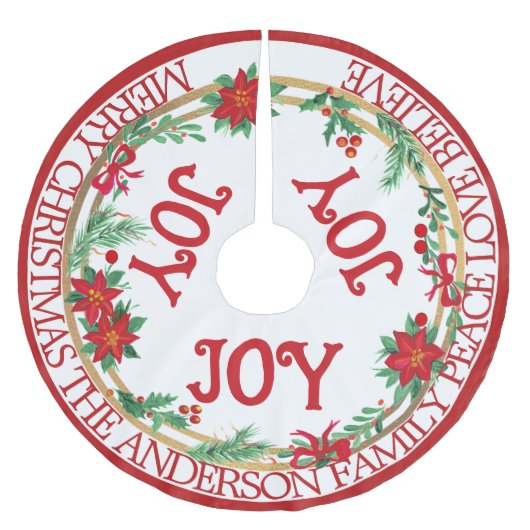 Joy Foliage Groen Rood Goud Feestelijk Modern Eleg Kerstboom Rok (Voorkant)