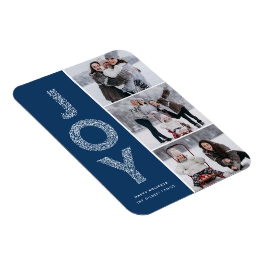JOY Foliage Lettering Blue Photo Collage Magneet (Rechterzijde)