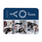 JOY Foliage Lettering Blue Photo Collage Magneet (Horizontaal)