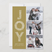 JOY Foliage Lettering Gold Photo Collage Feestdagenkaart (Voorkant)