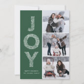 JOY Foliage Lettering Green Photo Collage Feestdagenkaart (Voorkant)