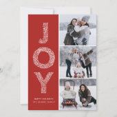 JOY Foliage Lettering Red Photo Collage Feestdagenkaart (Voorkant)