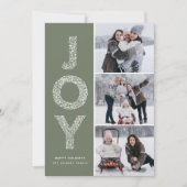 JOY Foliage Lettering Taupe Groene Fotocollage Feestdagenkaart (Voorkant)