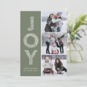 JOY Foliage Lettering Taupe Groene Fotocollage Feestdagenkaart (Staand voorkant)