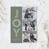 JOY Foliage Lettering Taupe Groene Fotocollage Feestdagenkaart