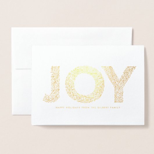 JOY Foliage Typografie kerstfoto Folie Kaarten (Voorkant met envelop)