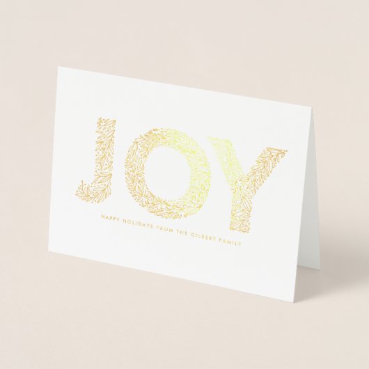 JOY Foliage Typografie kerstfoto Folie Kaarten (Voorkant)