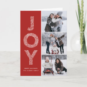 JOY Foliage Typografie Red kerstfoto Collage Feestdagen Kaart