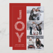 JOY Foliage Typografie Red kerstfoto Collage Feestdagenkaart (Voorkant / Achterkant)